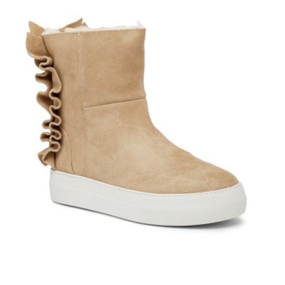 J Slides Ruffle Suede Ankle Boot Bootie - image 2